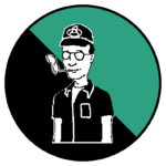 Dale Gribble from King of the Hill is rendered in black and white like the caricature of Max Stirner drawn by Engels. Behind him are the individualist black and turquoise