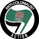 Anti-colonialist action logo with the Abenaki nation flag